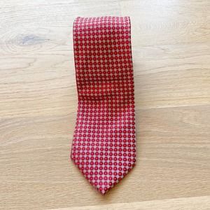 ALEXANDER JULIAN COLOURS Men's Red/Silver Check Handmade Polyester Necktie sz OS